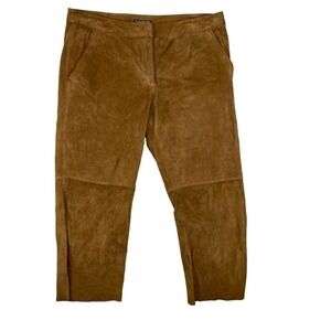 Express Women's Camel Leather Tapered Trouser Pants High-rise Tan Brown Size 10